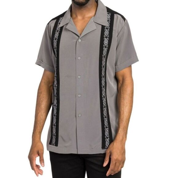 Island Passport Men’s Black/gray Short Sleeve Button Down Shirt Size 2XL - Picture 7 of 7